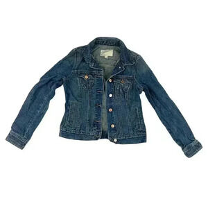 Old Navy Blue Denim Jacket SMALL 100% Cotton Collared Women's